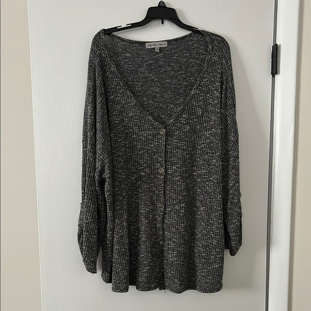 Gray Button-Up Cardigan